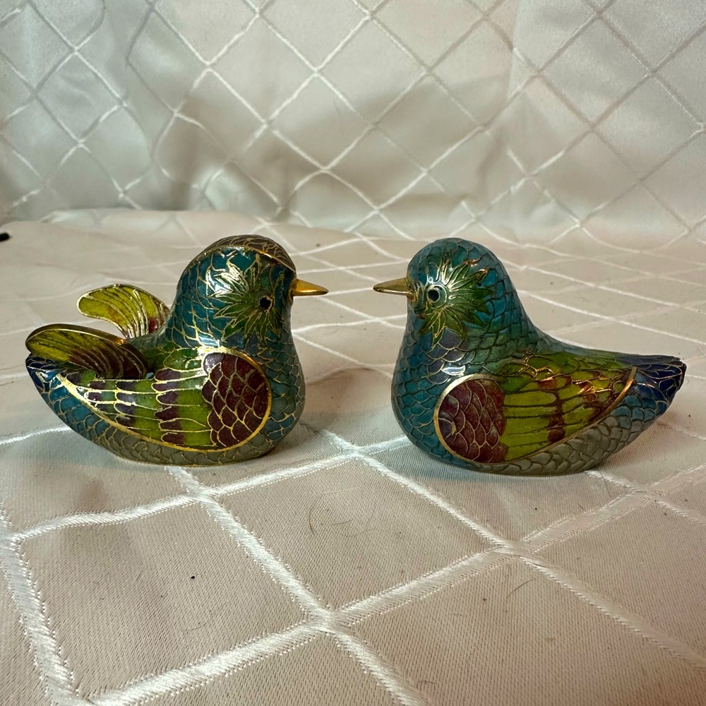 Vintage Chinese Plique A Jour Cloisonne Transparent Enamel Mandarin Ducks